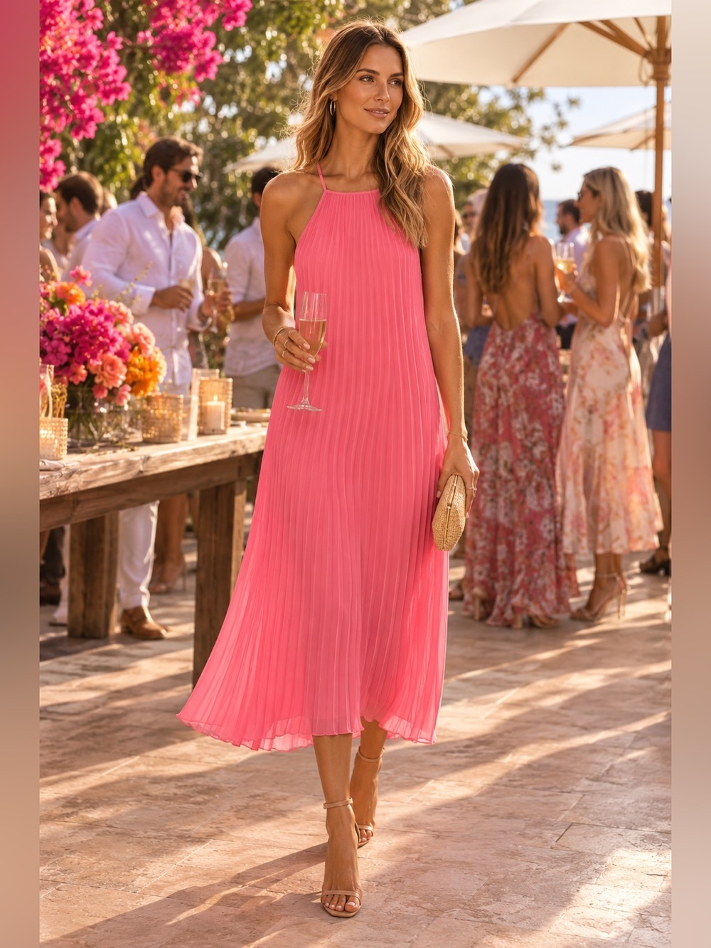 LIKELY Chester Pleated Midi Dress Fruit Punch Pink NWT Size 4 Revolve $208